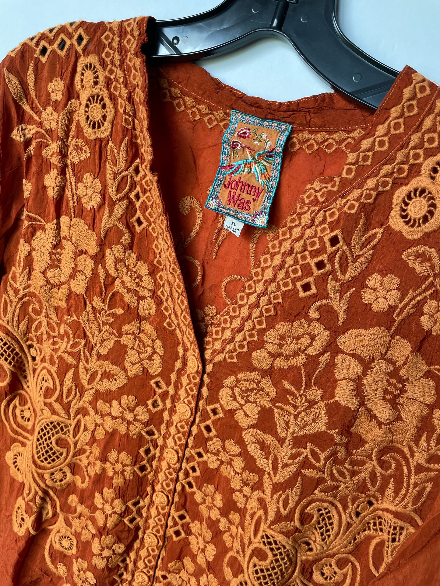 Orange Top Long Sleeve Johnny Was, Size Xl