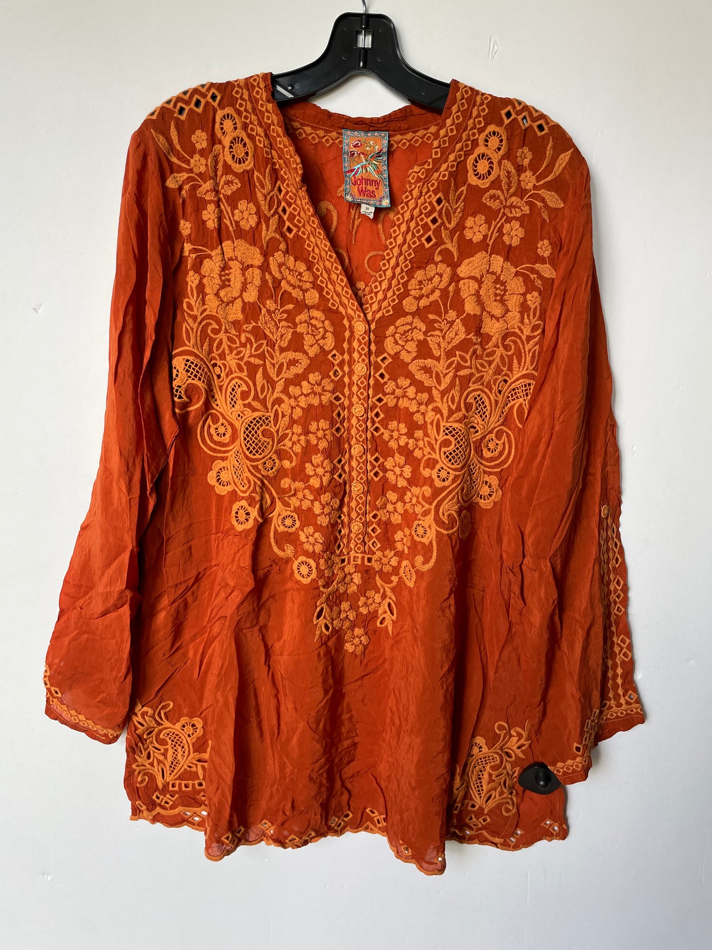 Orange Top Long Sleeve Johnny Was, Size Xl