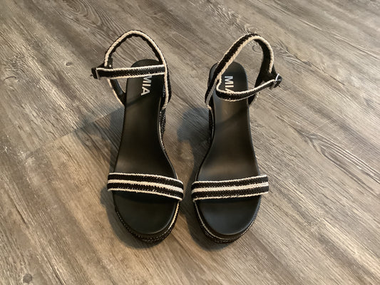 Black & White Sandals Heels Wedge Mia, Size 8.5