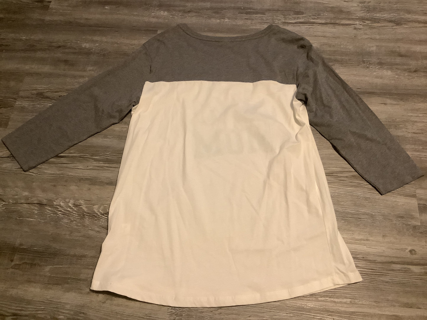 Grey & White Top Long Sleeve Basic Clothes Mentor, Size Xl