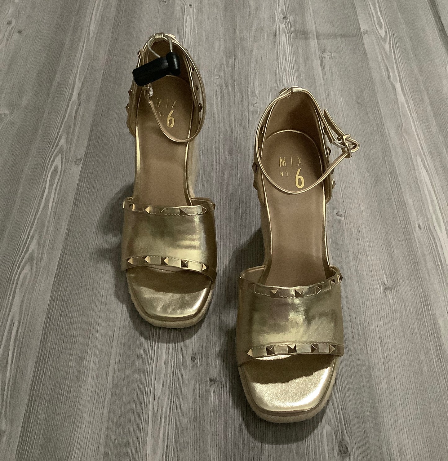 Gold Sandals Heels Wedge Mix No 6, Size 10