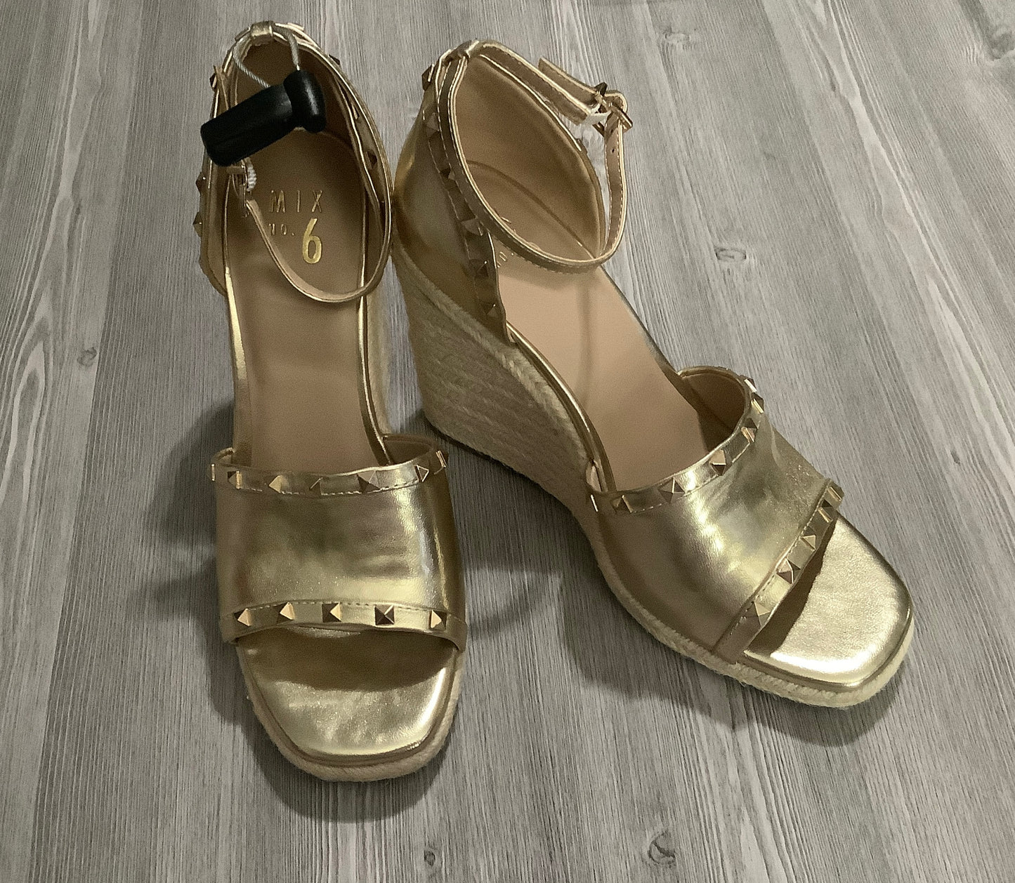 Gold Sandals Heels Wedge Mix No 6, Size 10