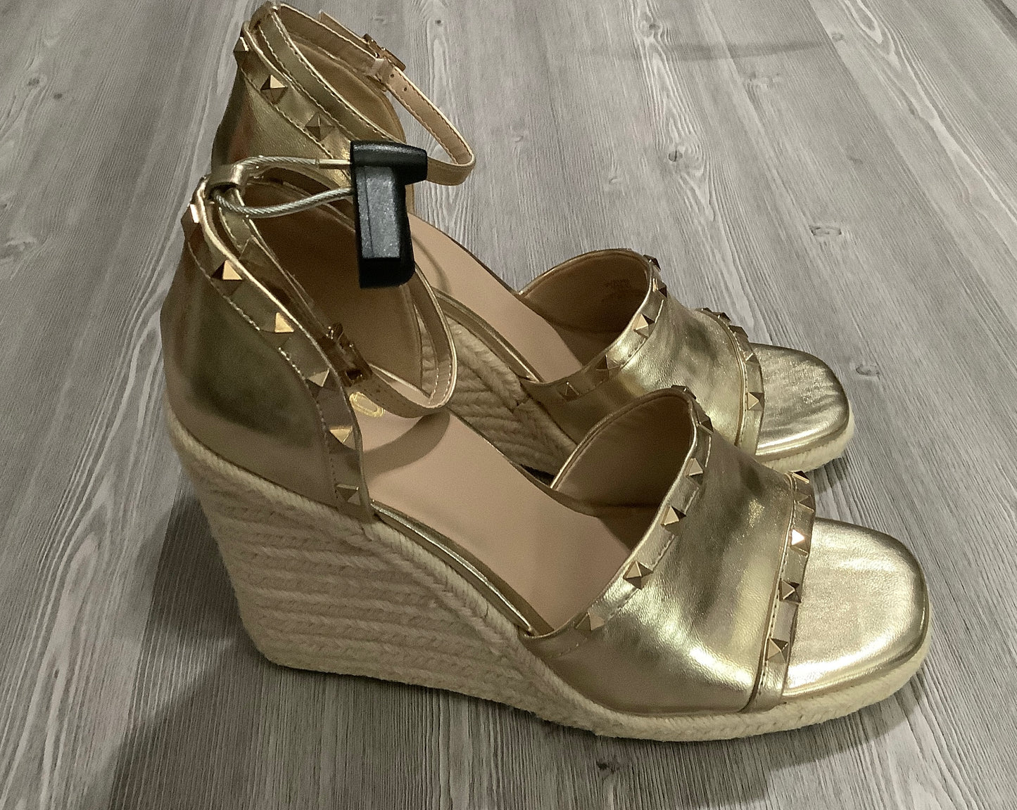 Gold Sandals Heels Wedge Mix No 6, Size 10