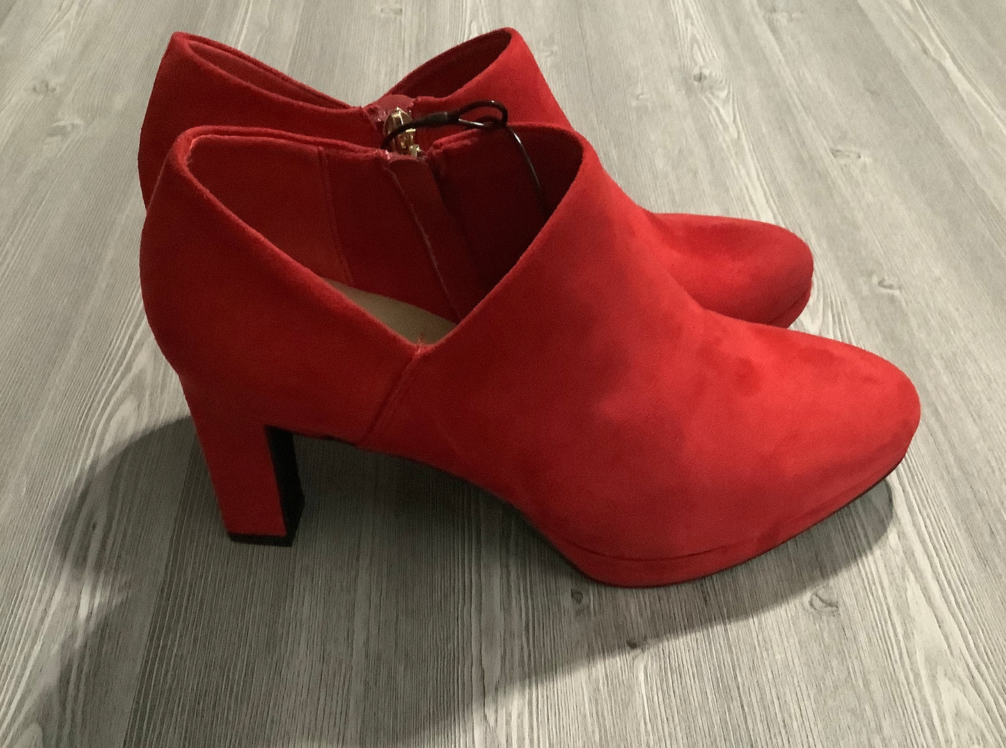 Red Boots Ankle Heels Xappeal, Size 9