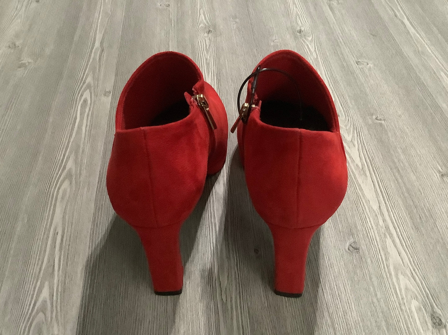 Red Boots Ankle Heels Xappeal, Size 9