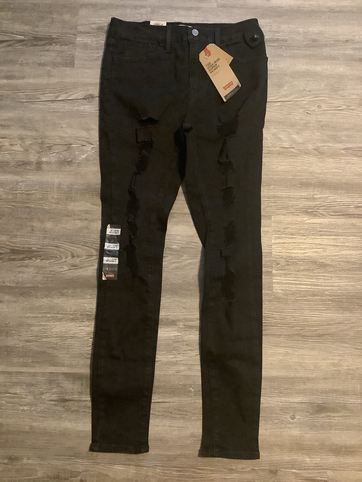 Jeans Skinny By Levis In Black Denim, Size: 6