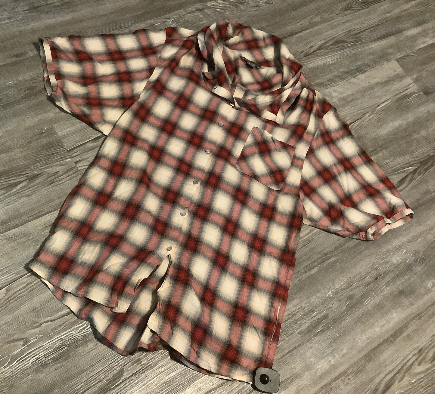 Top Short Sleeve By Vince In Plaid Pattern, Size: S