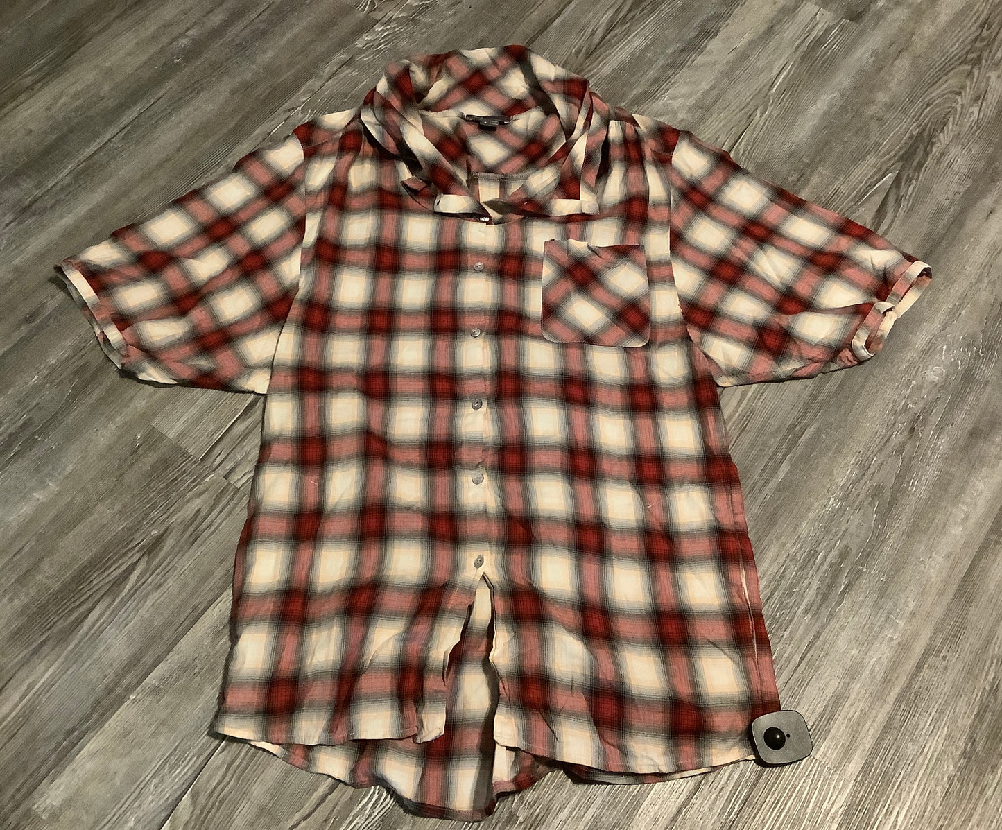 Top Short Sleeve By Vince In Plaid Pattern, Size: S