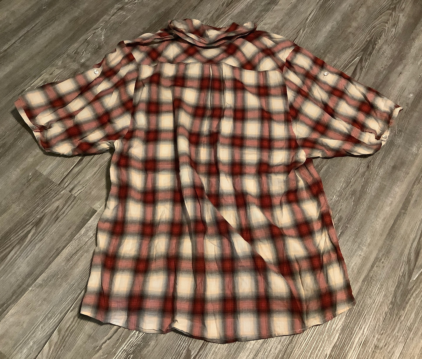 Top Short Sleeve By Vince In Plaid Pattern, Size: S