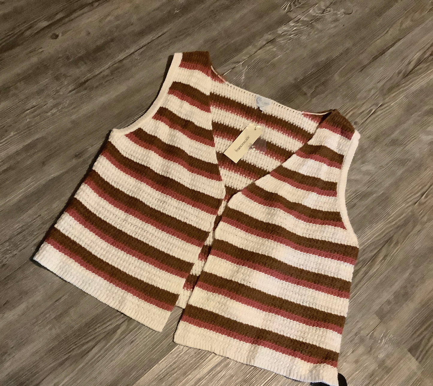 Sweater Cardigan By Blue Rain In Striped Pattern, Size: L