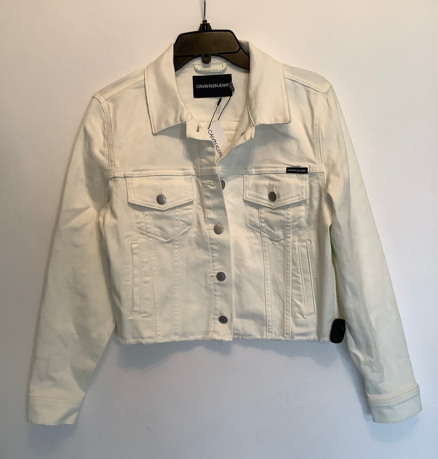 Jacket Denim By Calvin Klein In White, Size: L