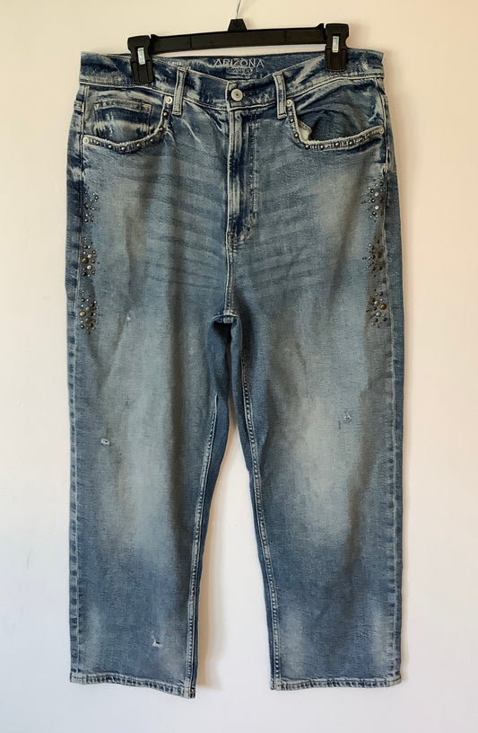 Jeans Straight By Arizona In Blue Denim, Size: 12