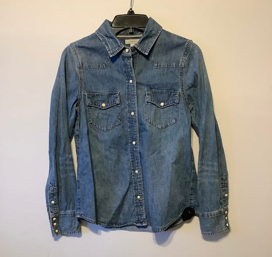 Top Long Sleeve By J. Crew In Blue Denim, Size: S