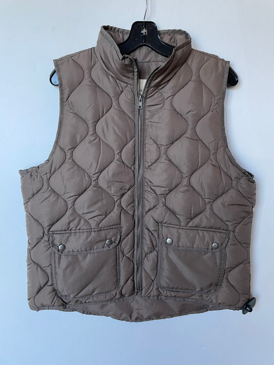 Vest Puffer & Quilted By Thread And Supply In Brown, Size: L