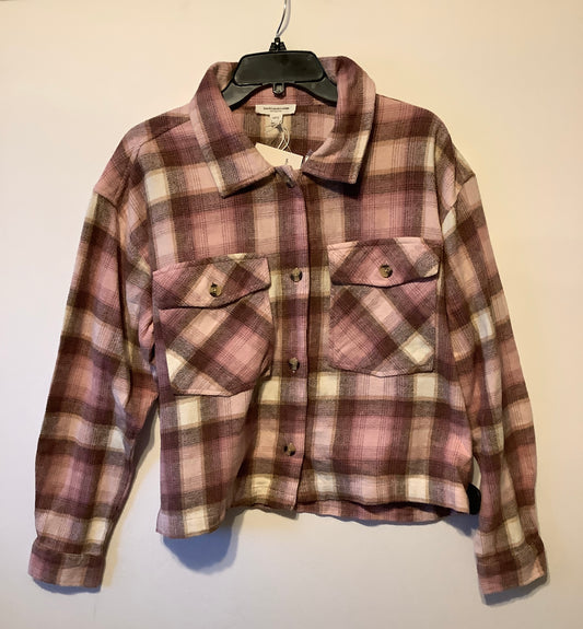 Jacket Shirt By Beachlunchlounge In Plaid Pattern, Size: L