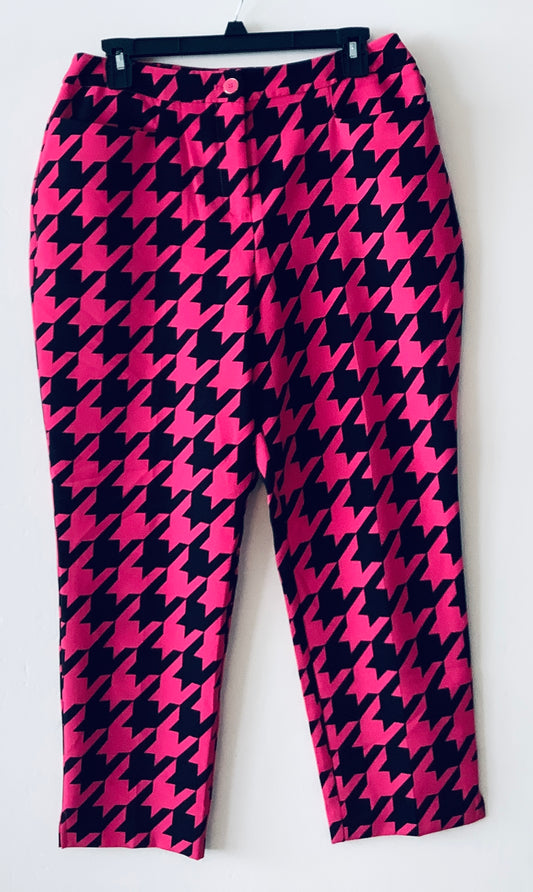 Pants Cropped By New York And Co In Black & Pink, Size: 10p