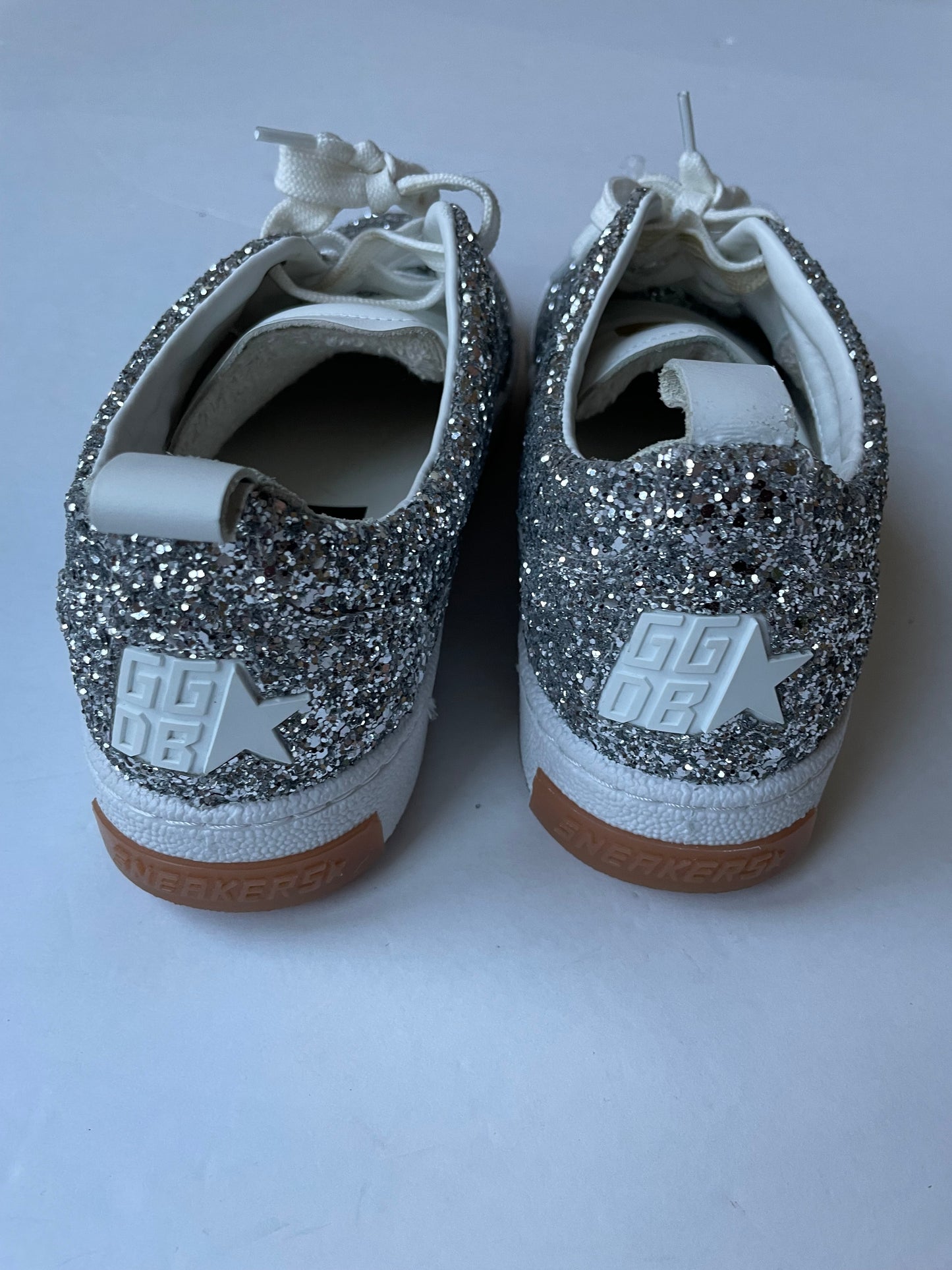 Shoes Luxury Designer By Golden Goose In Silver, Size: 10