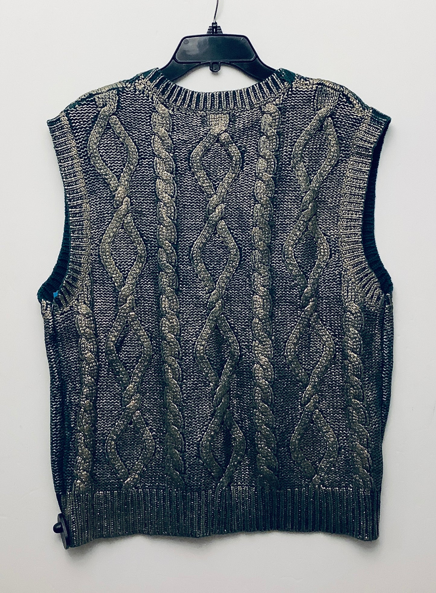 Vest Sweater By Clothes Mentor In Gold & Green, Size: L