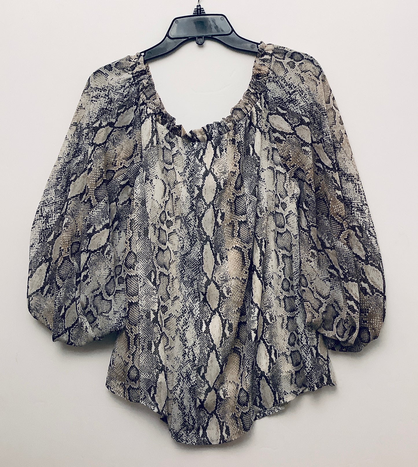 Top Long Sleeve By Entro In Snakeskin Print, Size: L