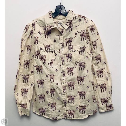 Top Long Sleeve By Cmc In Cream, Size: M