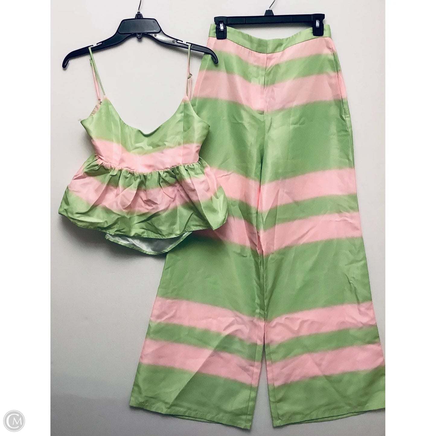 Pants Set 2pc By Main Strip In Green & Pink, Size: M