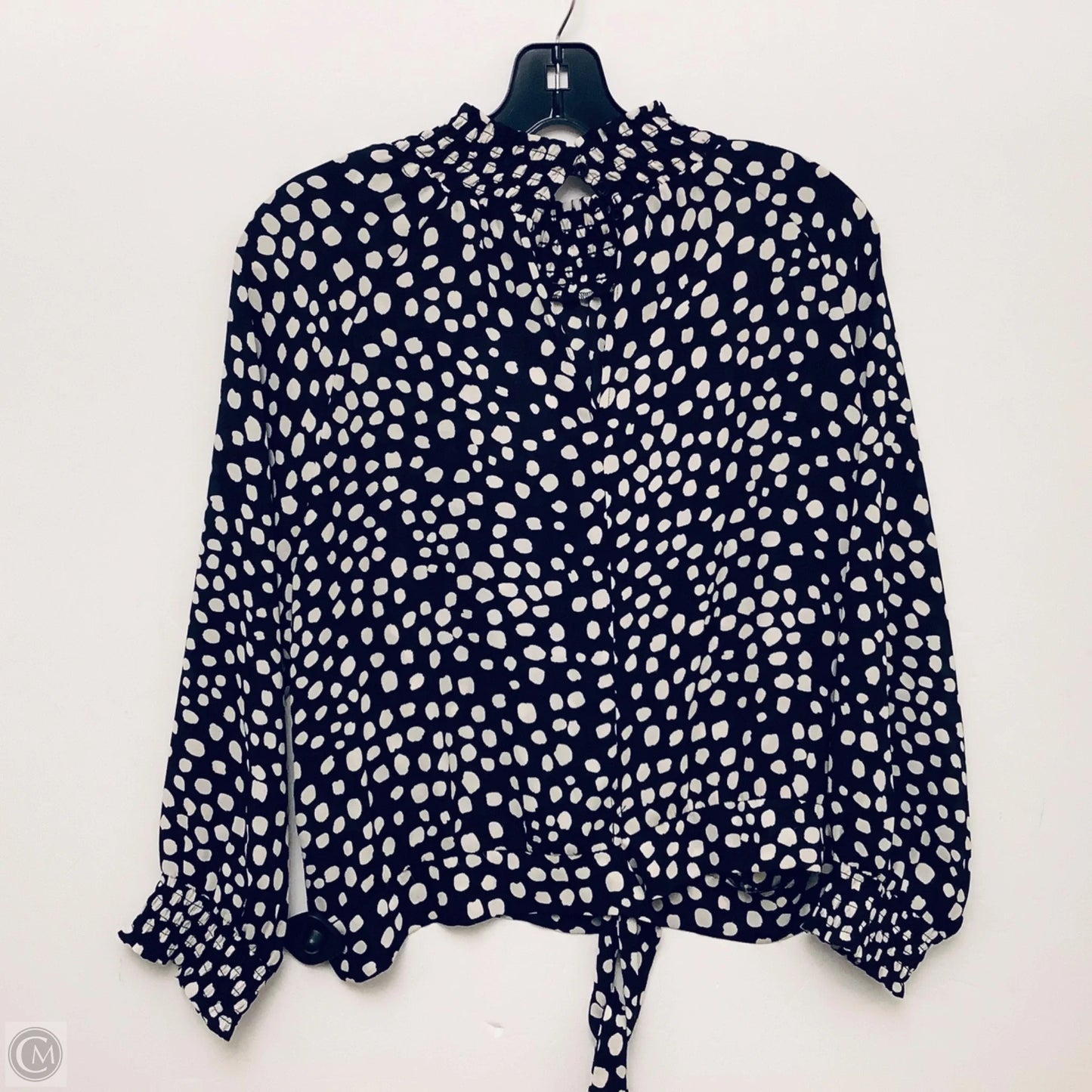 Top Long Sleeve By Dr2 In Polkadot Pattern, Size: L