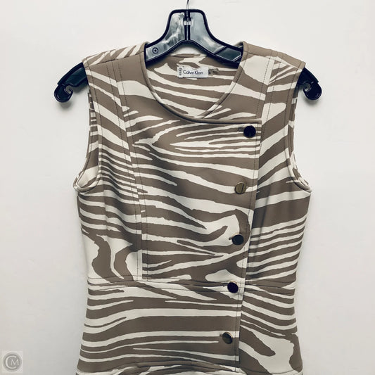 Dress Work By Calvin Klein In Tan & White, Size: S