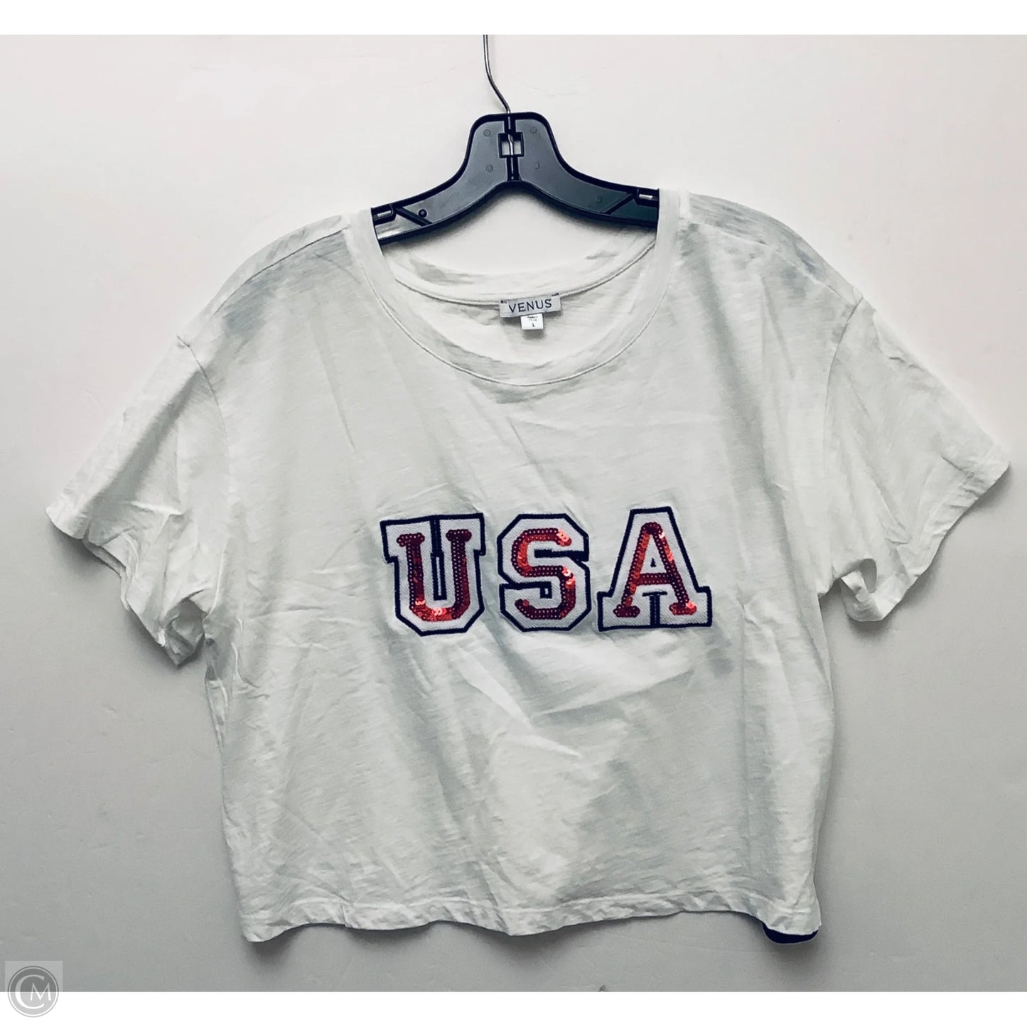 Top Short Sleeve Basic By Venus In White, Size: L