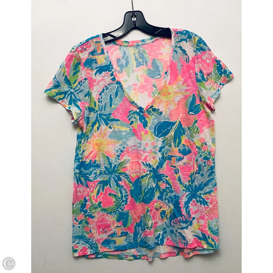 Top Short Sleeve Designer By Lilly Pulitzer In Multi-colored, Size: L