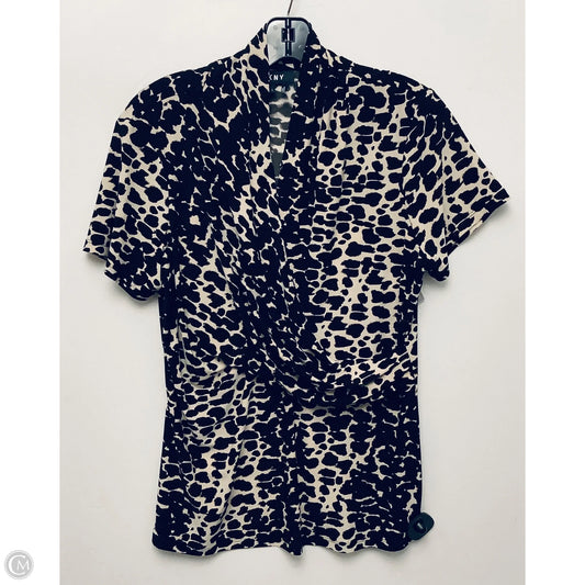 Top Short Sleeve By Dkny In Black & Cream, Size: L
