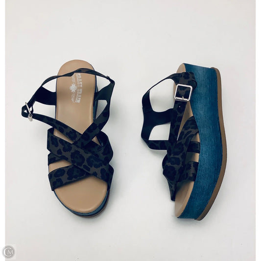 Sandals Heels Platform By Crazy Train In Blue, Size: 8