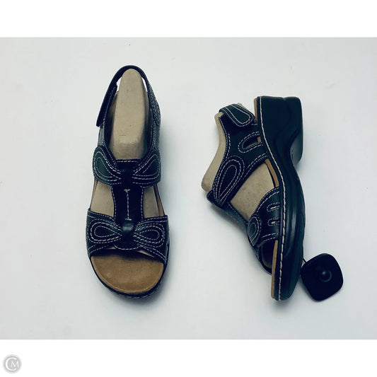 Sandals Heels Wedge By Clarks In Black, Size: 7