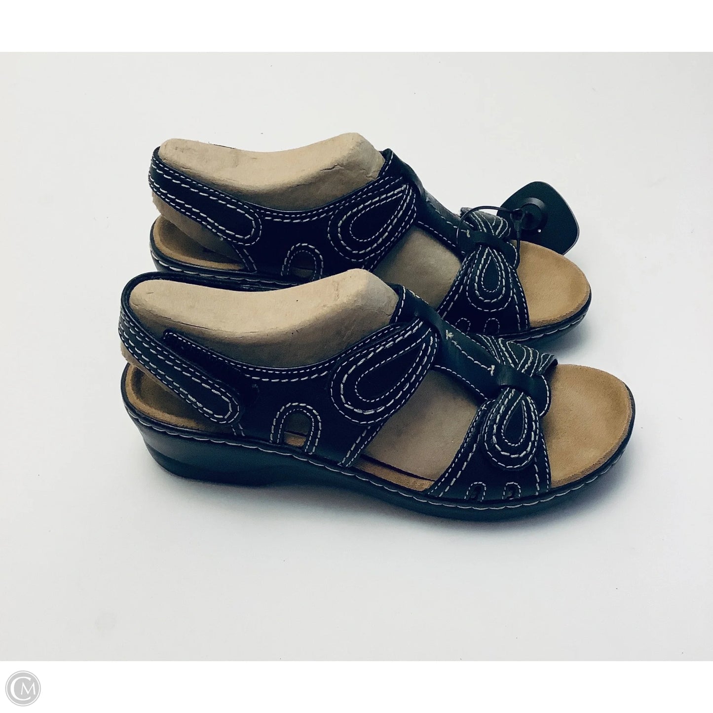 Sandals Heels Wedge By Clarks In Black, Size: 7