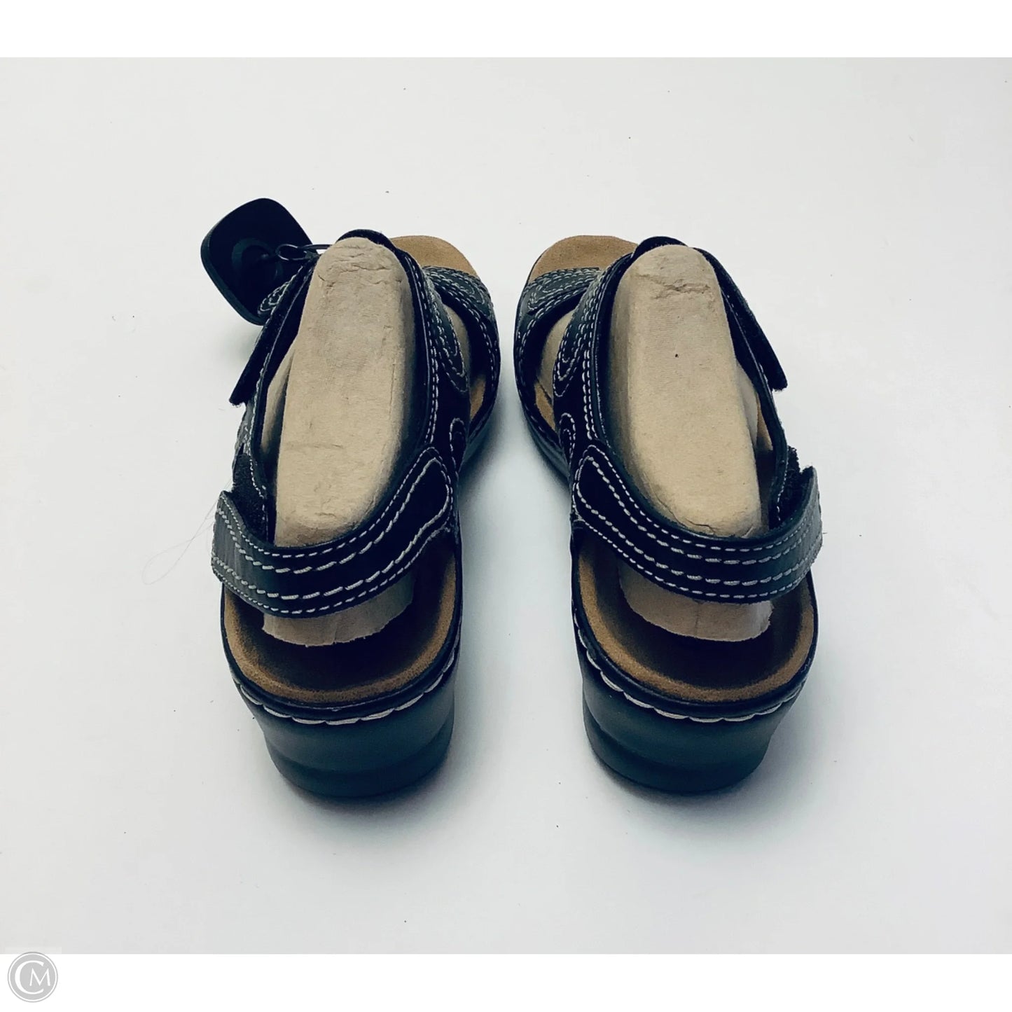 Sandals Heels Wedge By Clarks In Black, Size: 7