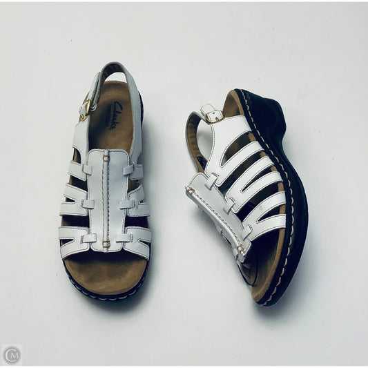 Sandals Heels Wedge By Clarks In White, Size: 7.5