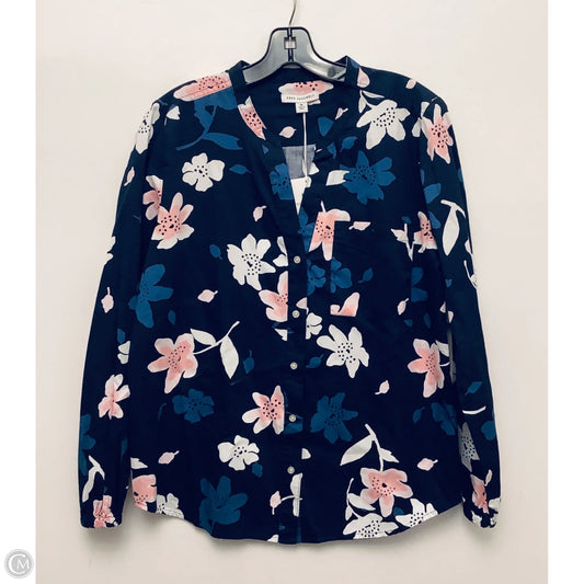 Top Long Sleeve By Free Assembly In Navy, Size: M