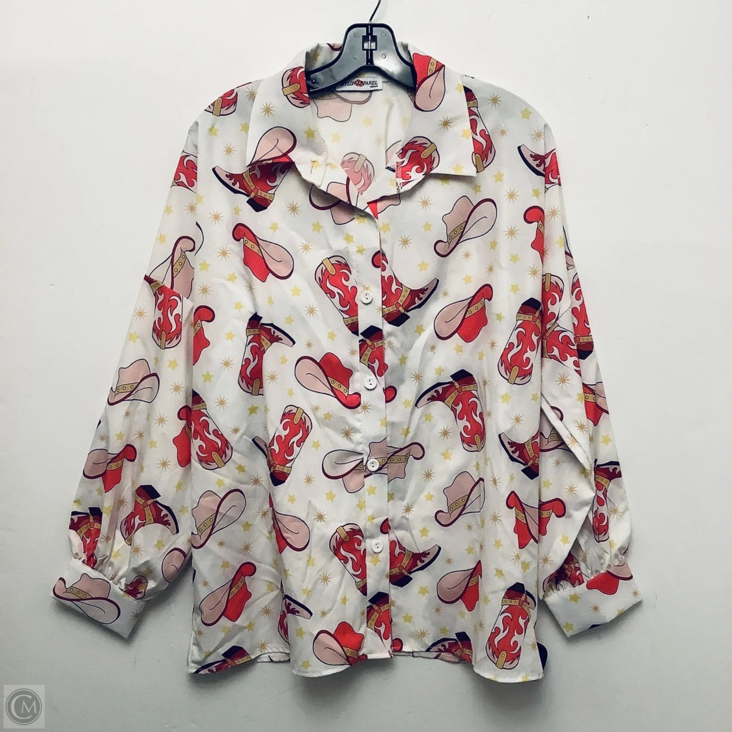Top Long Sleeve By Clothes Mentor In Pink & White, Size: M