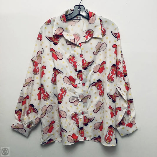 Top Long Sleeve By Clothes Mentor In Pink & White, Size: M