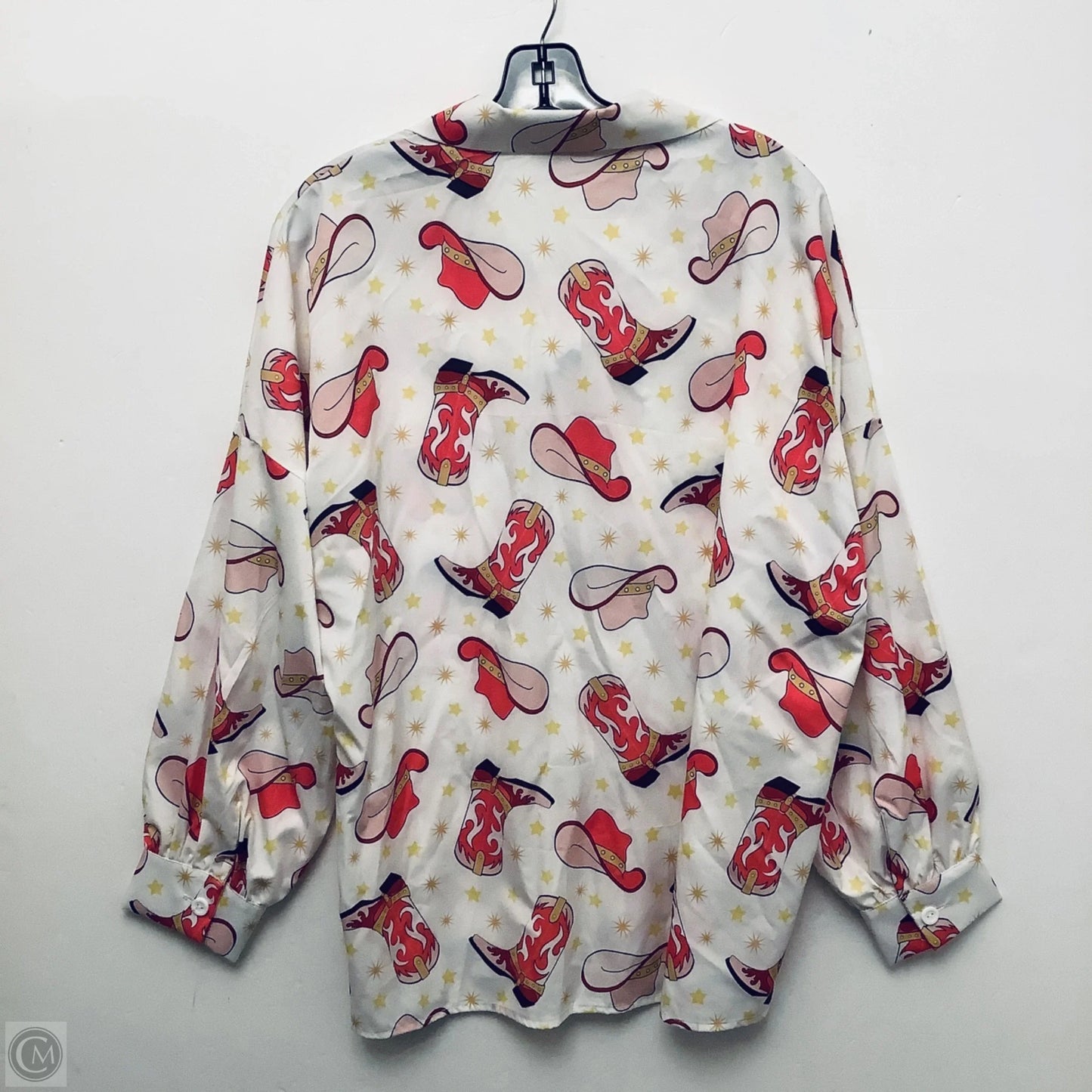 Top Long Sleeve By Clothes Mentor In Pink & White, Size: M