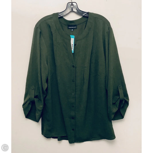 Top Long Sleeve By Fortune & Ivy In Green, Size: 3x