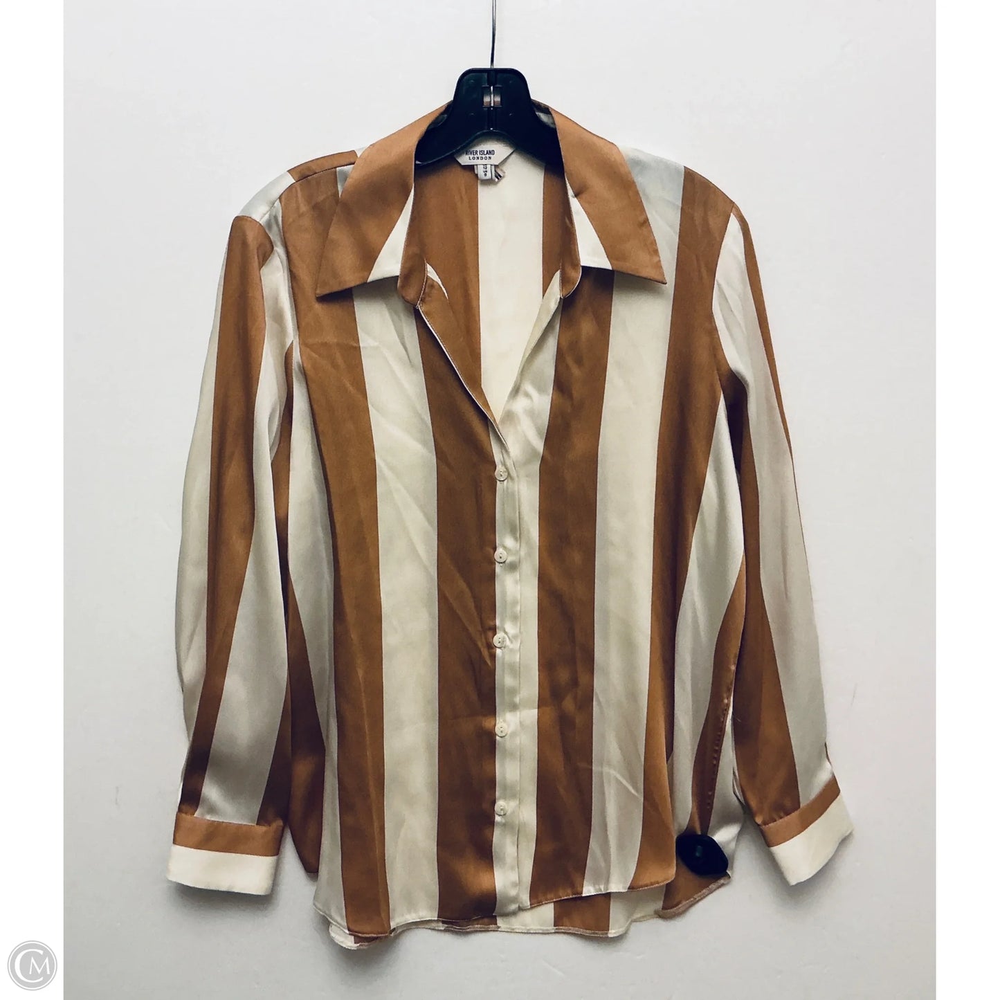 Top Long Sleeve By River Island In Striped Pattern, Size: M