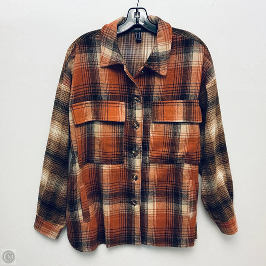 Jacket Shirt By Forever 21 In Plaid Pattern, Size: M