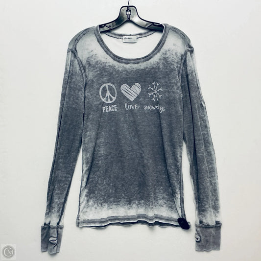 Top Long Sleeve By Allen Allen In Grey, Size: Xl
