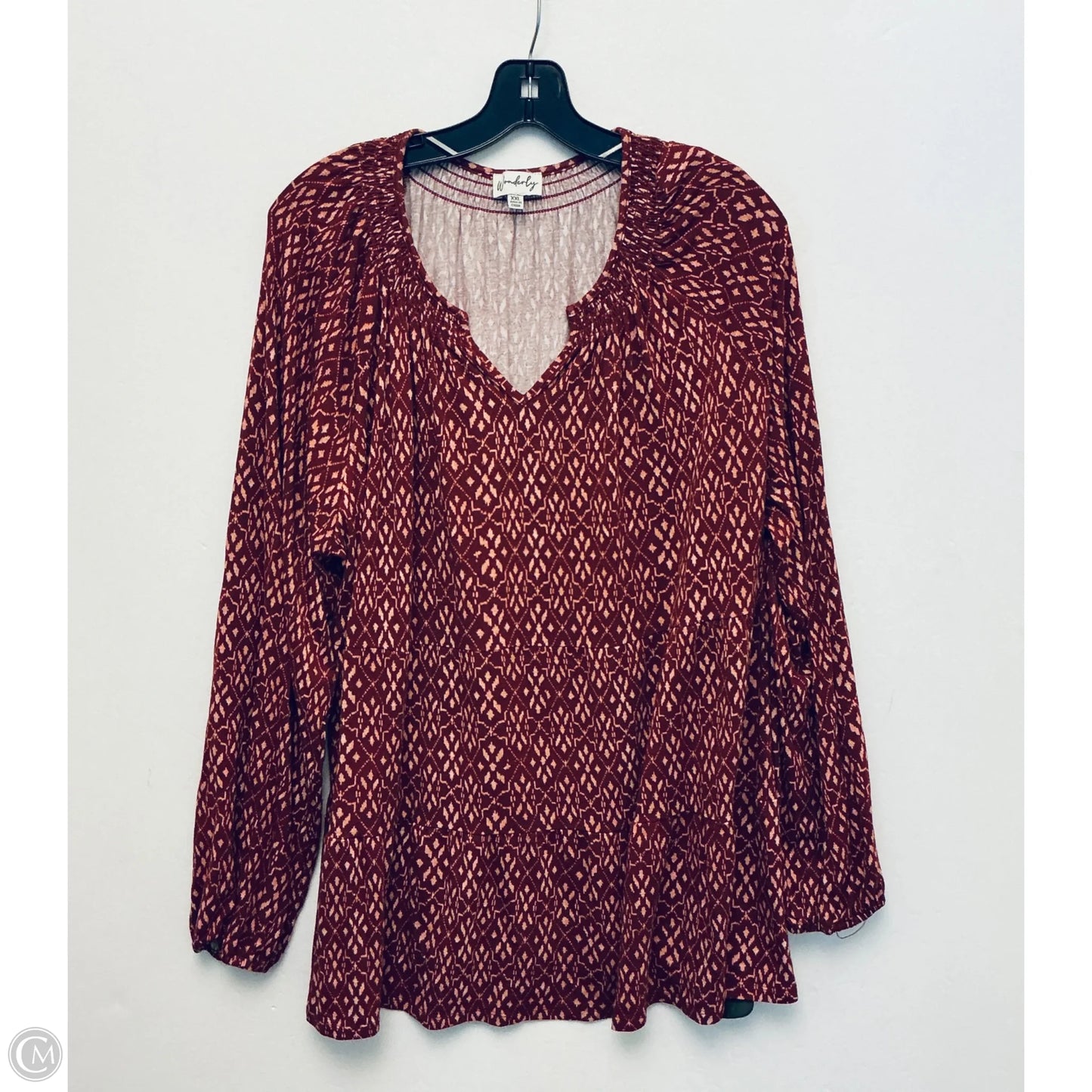 Top Long Sleeve By Wonderly In Red, Size: Xxl