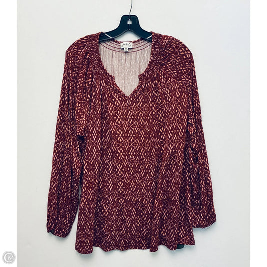 Top Long Sleeve By Wonderly In Red, Size: Xxl