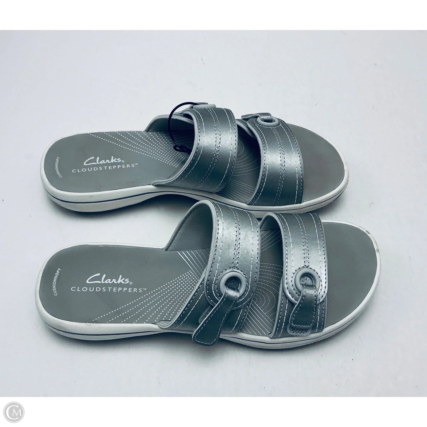 Sandals Flats By Clarks In Silver, Size: 7