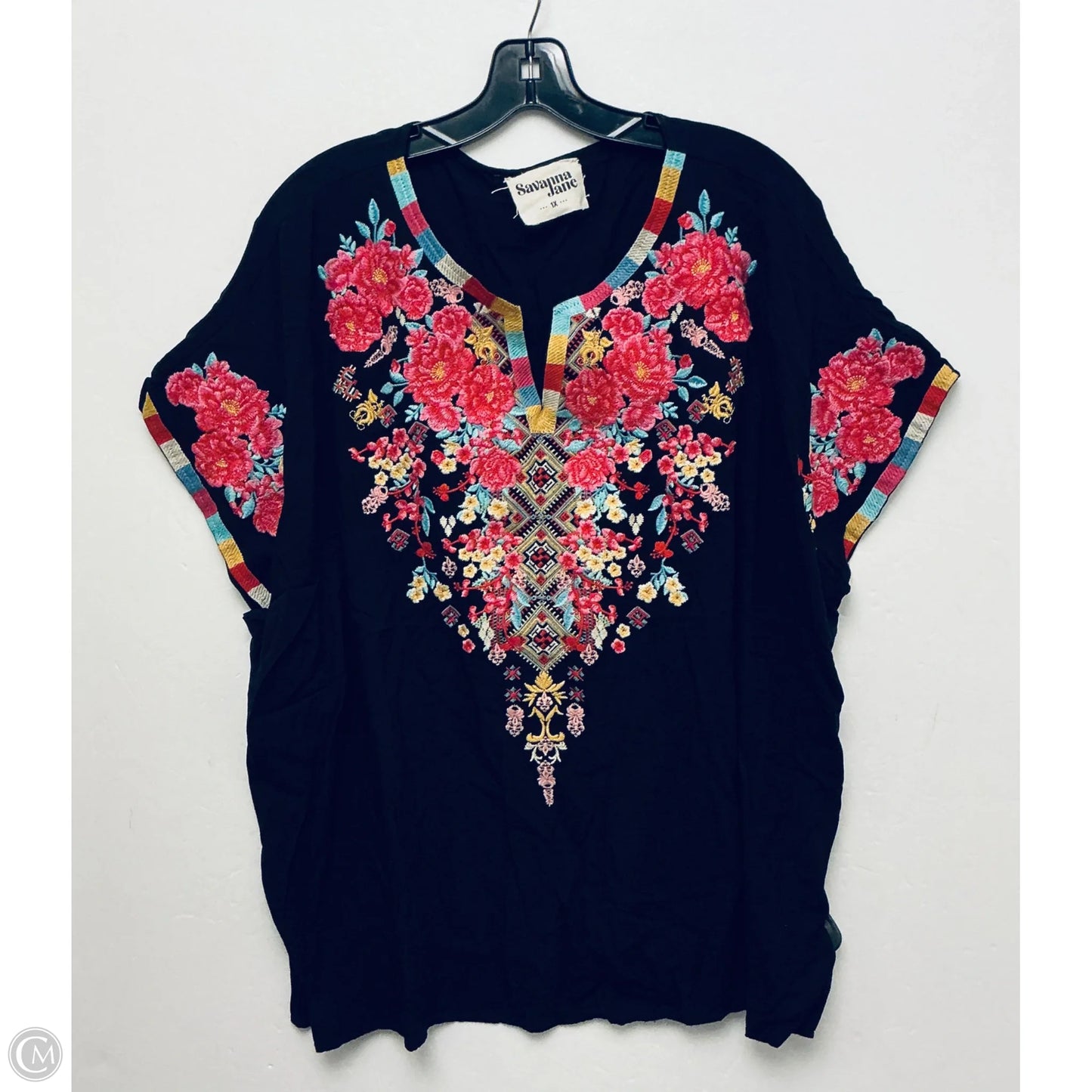 Top Short Sleeve By Savanna Jane In Black, Size: 1x