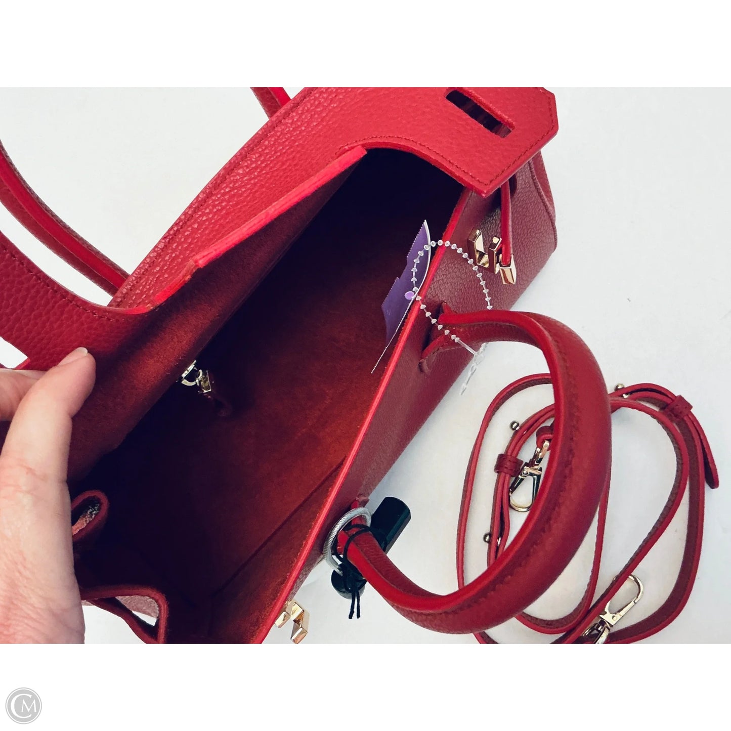 Handbag Leather By Cma, Size: Medium