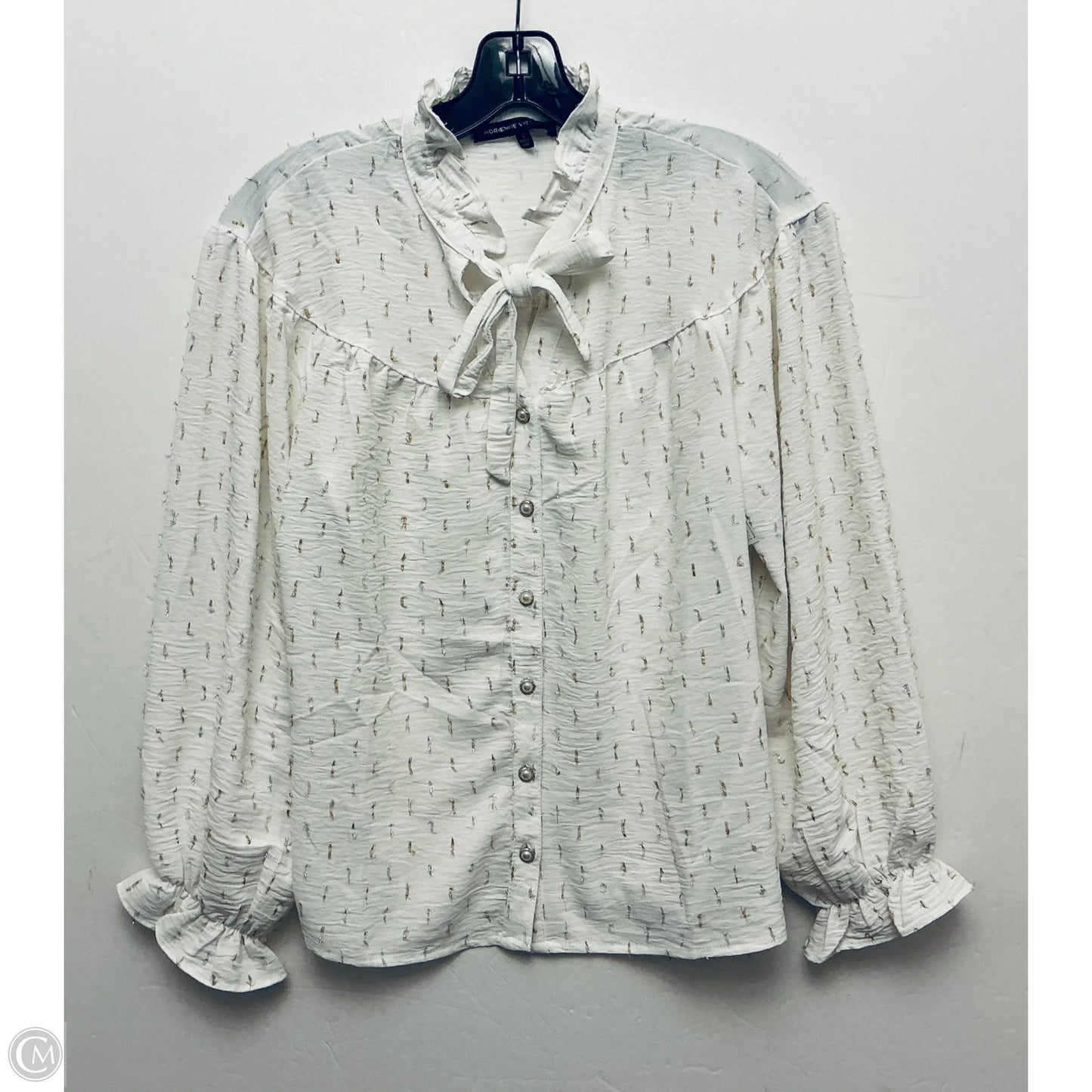 Top Long Sleeve By Adrienne Vittadini In White, Size: S