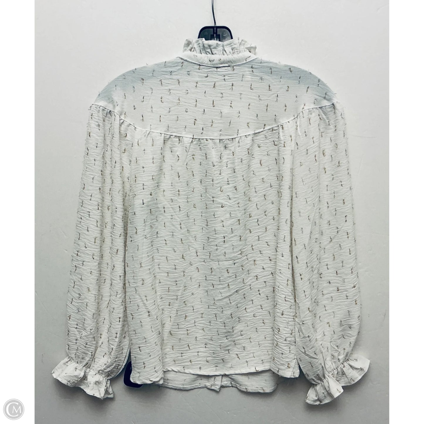 Top Long Sleeve By Adrienne Vittadini In White, Size: S